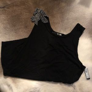 NWT Alice + Olivia Rhinestone Embellished Black Tank Top